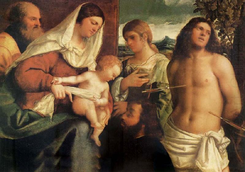 Sebastiano del Piombo The Sacred Family with Holy Catalina, San Sebastian and an owner.the Holy china oil painting image